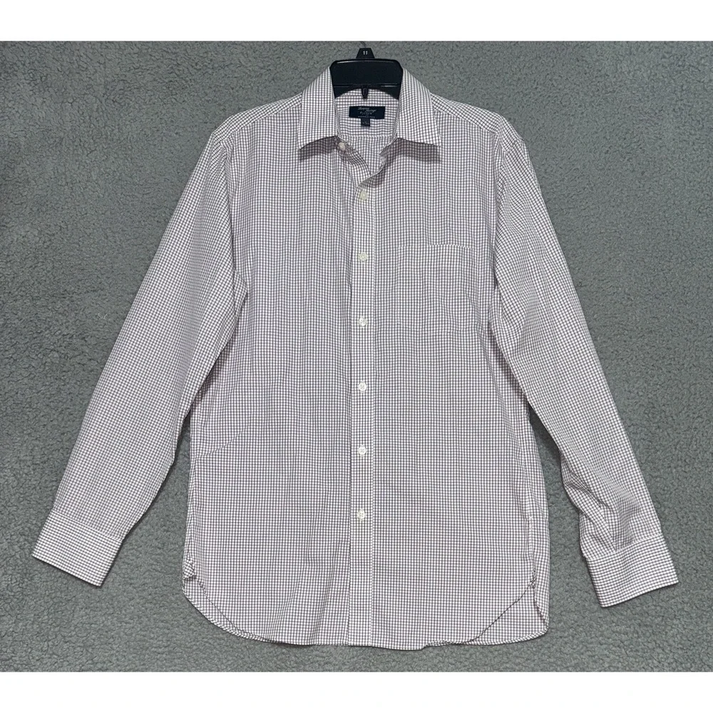 J Crew Thompson Shirtings Wrinkle Free Long Sleeve Check Shirt Mens M 15-15.5